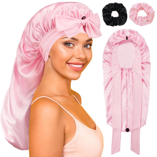 Blush Wrap – Long Satin Sleep Bonnet