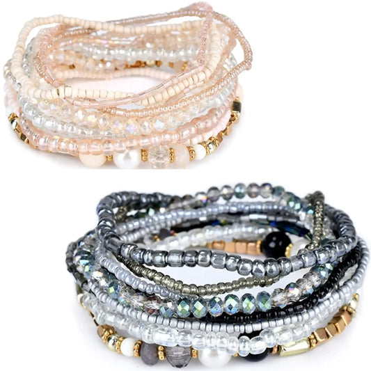 Sunset Bloom – Boho Beaded Bracelet Set