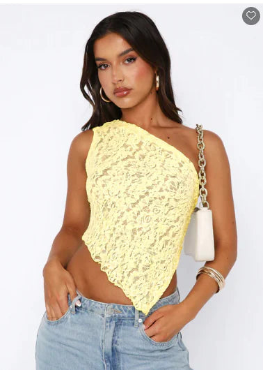 LaceVibe™ Asymmetrical Tank – Black Elegance