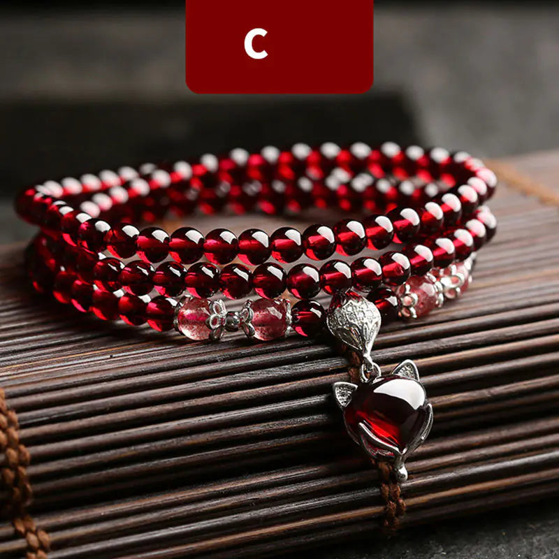 Crimson Stone – Natural Garnet & Silver Bracelet