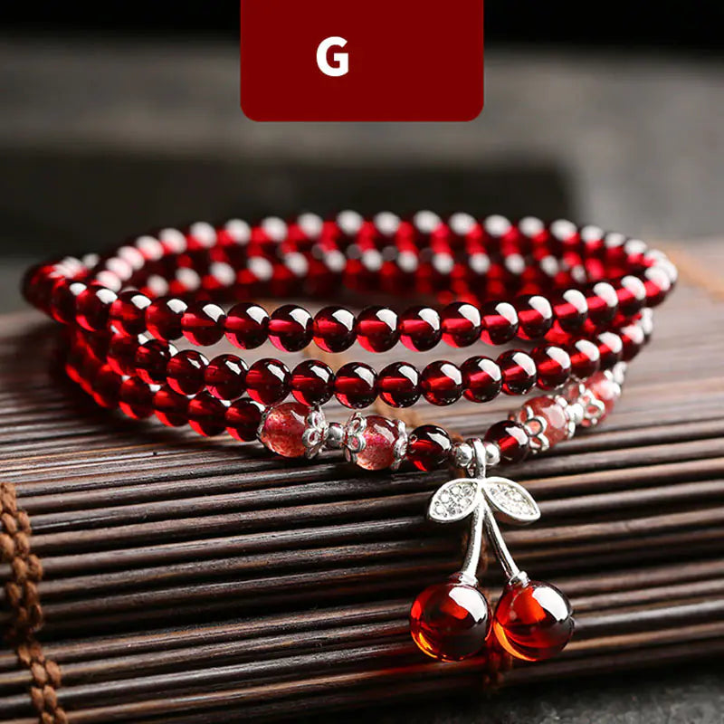 Crimson Stone – Natural Garnet & Silver Bracelet