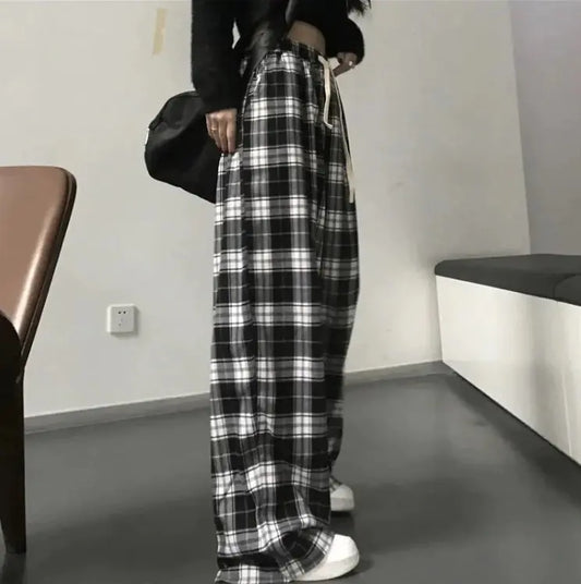 PlaidMuse™ Wide-Leg Summer Trousers
