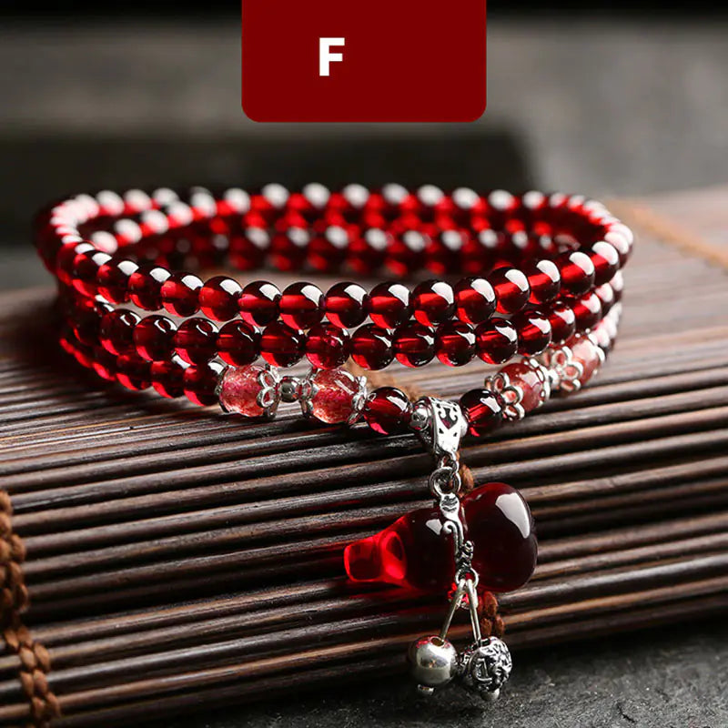Crimson Stone – Natural Garnet & Silver Bracelet