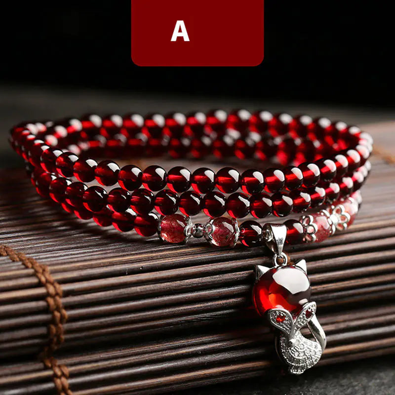 Crimson Stone – Natural Garnet & Silver Bracelet