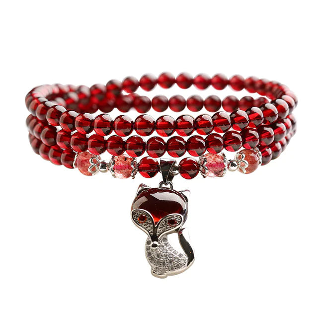 Crimson Stone – Natural Garnet & Silver Bracelet