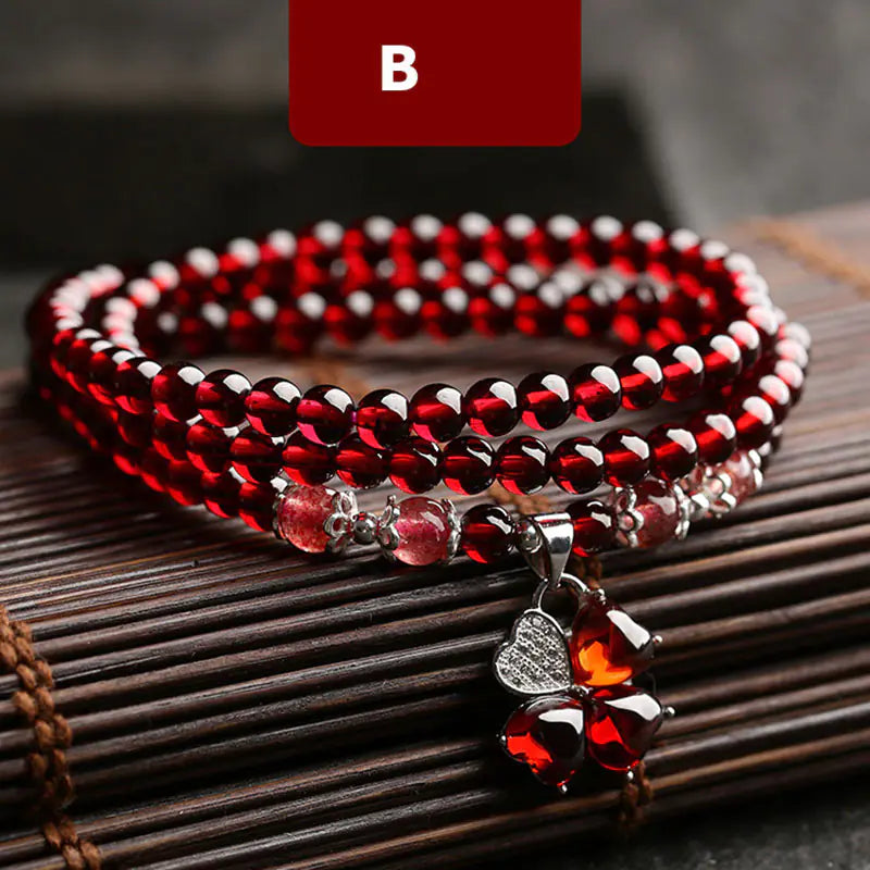 Crimson Stone – Natural Garnet & Silver Bracelet