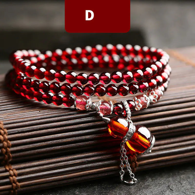 Crimson Stone – Natural Garnet & Silver Bracelet