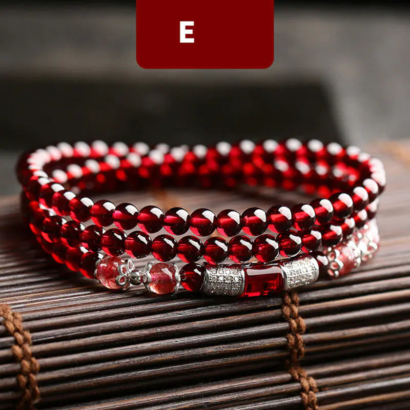 Crimson Stone – Natural Garnet & Silver Bracelet