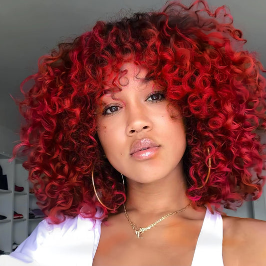 Sabosi 70s Retro Red Afro Wig – Bold Kinks, Timeless Style